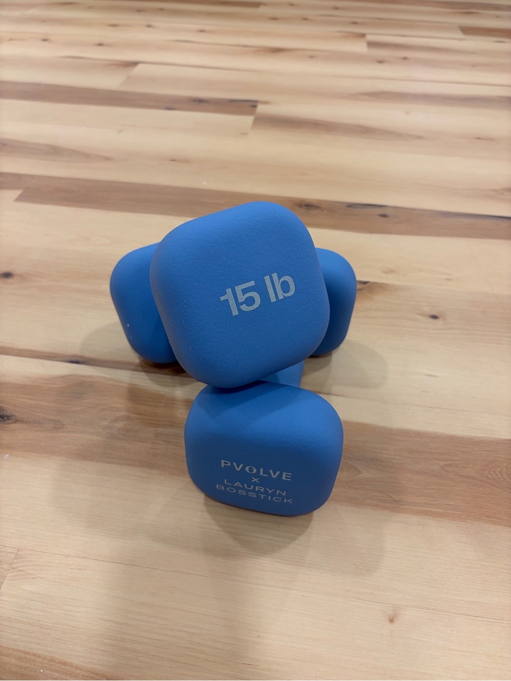 PVOLVE Lauryn Bosstick 15 lb Blue Neoprene Dumbbells - Pair